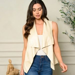 WOMEN'S SLEEVELESS DRAPE OPEN VEST
